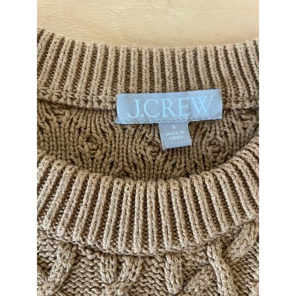 J.Crew 100% Cotton Fisherman Cable Knit Swear in Tan Size Small - Picture 5 of 7